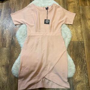 Bobeau Dress Women's M Peach Scoop‎ Neck Short Sleeve Career Knee Length